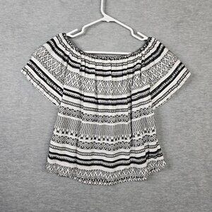 Lulus Women's Off the shoulder Black white Boho Cropped Top Size M NEW